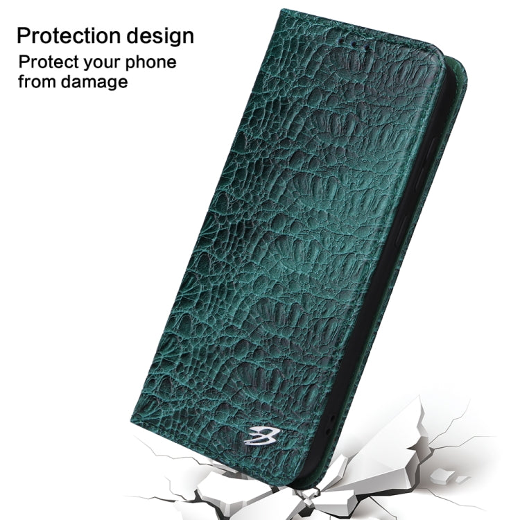 For Samsung Galaxy S23 5G Fierre Shann Crocodile Texture Magnetic Genuine Leather Phone Case