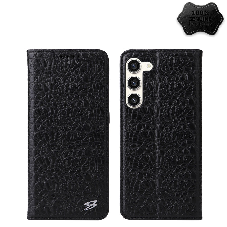 For Samsung Galaxy S23+ 5G Fierre Shann Crocodile Texture Magnetic Genuine Leather Phone Case