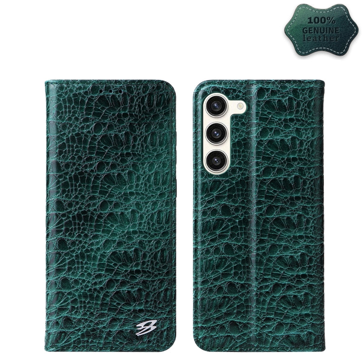 For Samsung Galaxy S23+ 5G Fierre Shann Crocodile Texture Magnetic Genuine Leather Phone Case