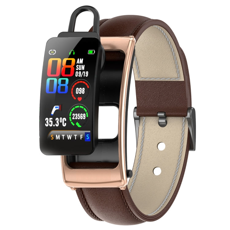 K20 1.14 inch Leather Band Earphone Detachable Life Waterproof Smart Watch Support Bluetooth Call