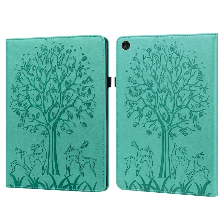 For Lenovo Tab M10 3rd Gen Tree & Deer Pattern Embossed Leather Tablet Case
