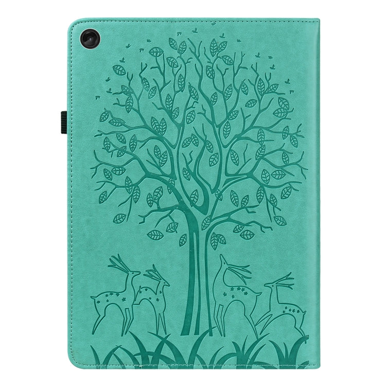 For Lenovo Tab M10 3rd Gen Tree & Deer Pattern Embossed Leather Tablet Case