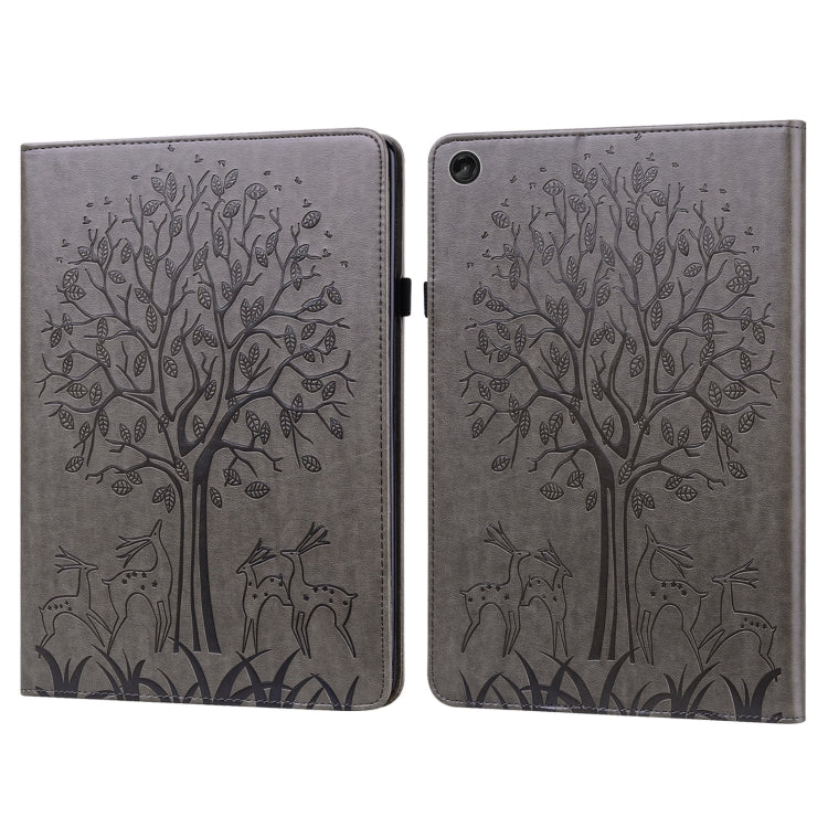 For Lenovo Tab M10 3rd Gen Tree & Deer Pattern Embossed Leather Tablet Case