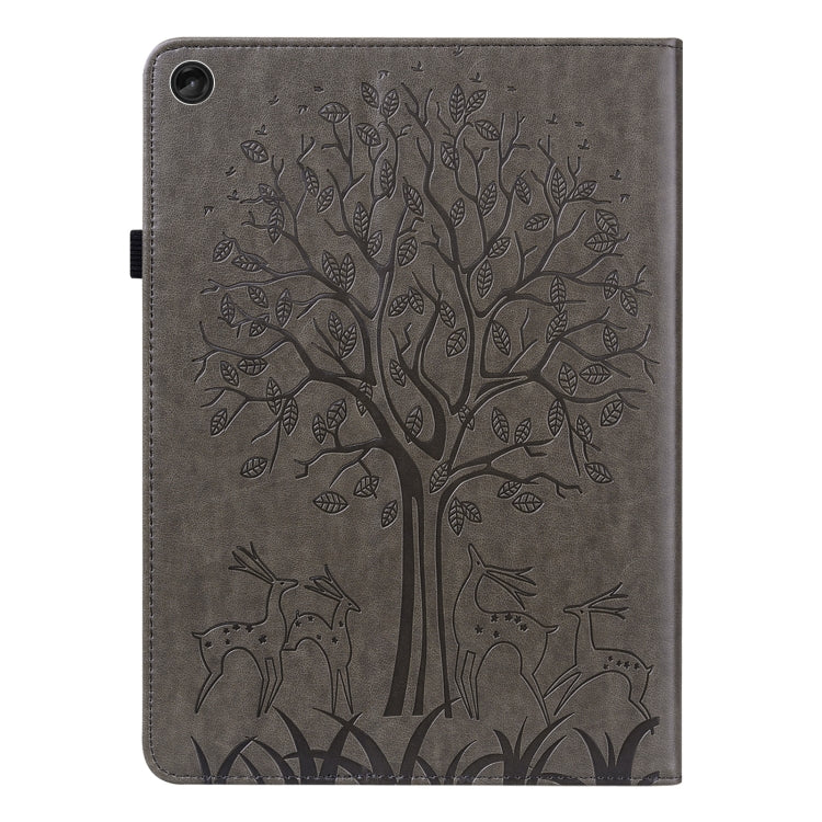 For Lenovo Tab M10 3rd Gen Tree & Deer Pattern Embossed Leather Tablet Case