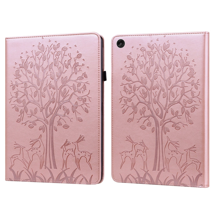 For Lenovo Tab M10 3rd Gen Tree & Deer Pattern Embossed Leather Tablet Case