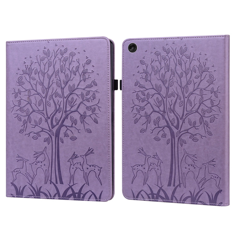 For Lenovo Tab M10 3rd Gen Tree & Deer Pattern Embossed Leather Tablet Case