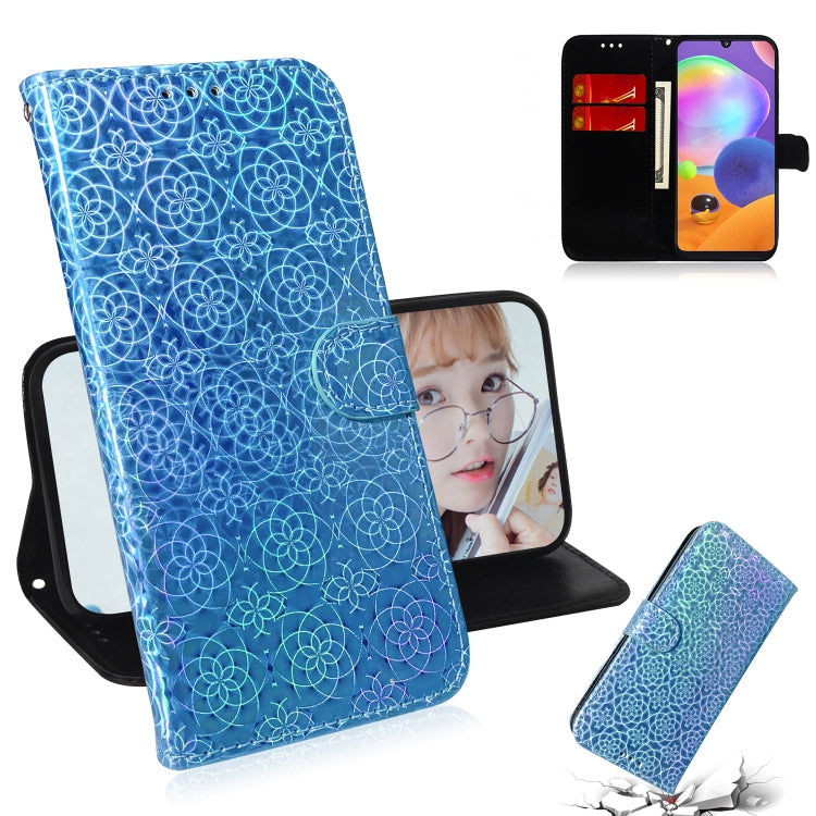 For Galaxy A31 Solid Color Colorful Magnetic Buckle Horizontal Flip PU Leather Case with Holder & Card Slots & Wallet & Lanyard