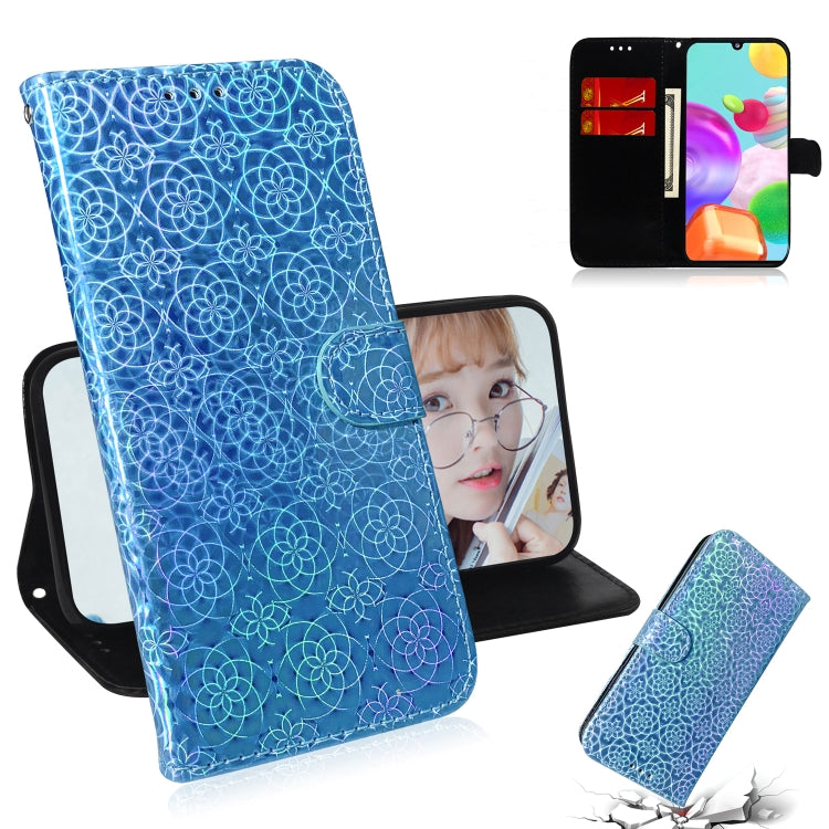 For Galaxy A41 Solid Color Colorful Magnetic Buckle Horizontal Flip PU Leather Case with Holder & Card Slots & Wallet & Lanyard