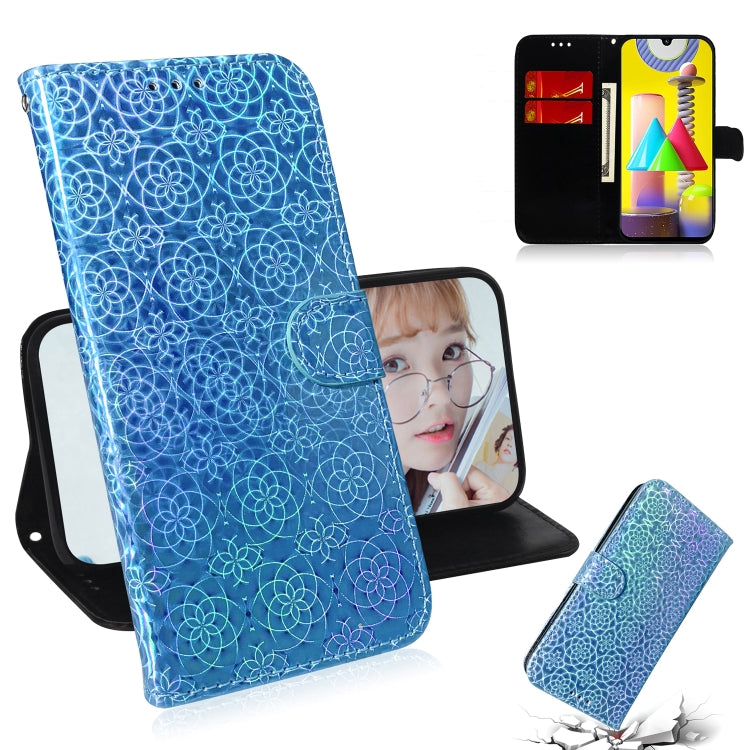 For Galaxy M31 Solid Color Colorful Magnetic Buckle Horizontal Flip PU Leather Case with Holder & Card Slots & Wallet & Lanyard