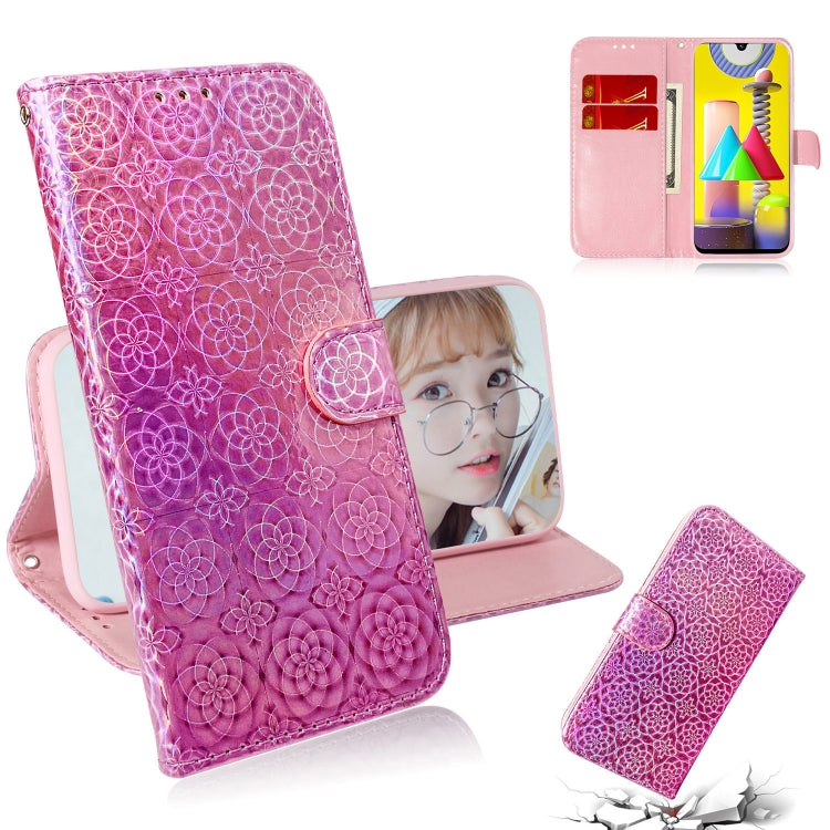 For Galaxy M31 Solid Color Colorful Magnetic Buckle Horizontal Flip PU Leather Case with Holder & Card Slots & Wallet & Lanyard
