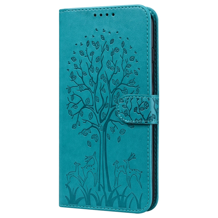 For Samsung Galaxy A34 5G Tree & Deer Pattern Pressed Printing Horizontal Flip Leather Phone Case