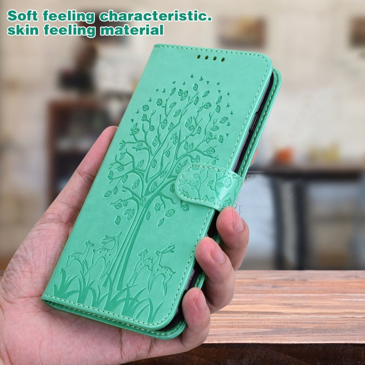 For Samsung Galaxy A34 5G Tree & Deer Pattern Pressed Printing Horizontal Flip Leather Phone Case