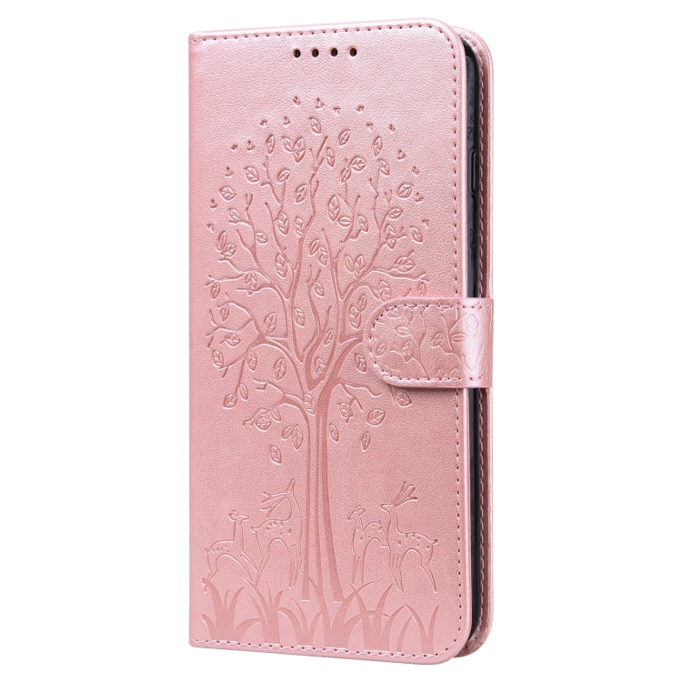 For Samsung Galaxy A34 5G Tree & Deer Pattern Pressed Printing Horizontal Flip Leather Phone Case