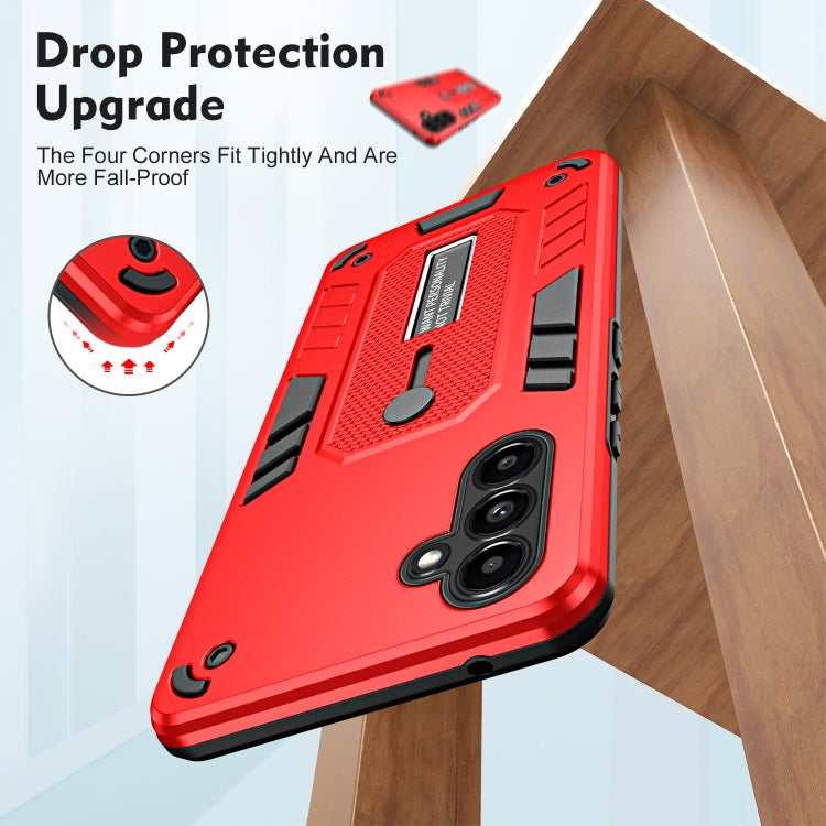 For Samsung Galaxy A13 5G / A04s Variety Brave Armor Finger Loop Holder Phone Case