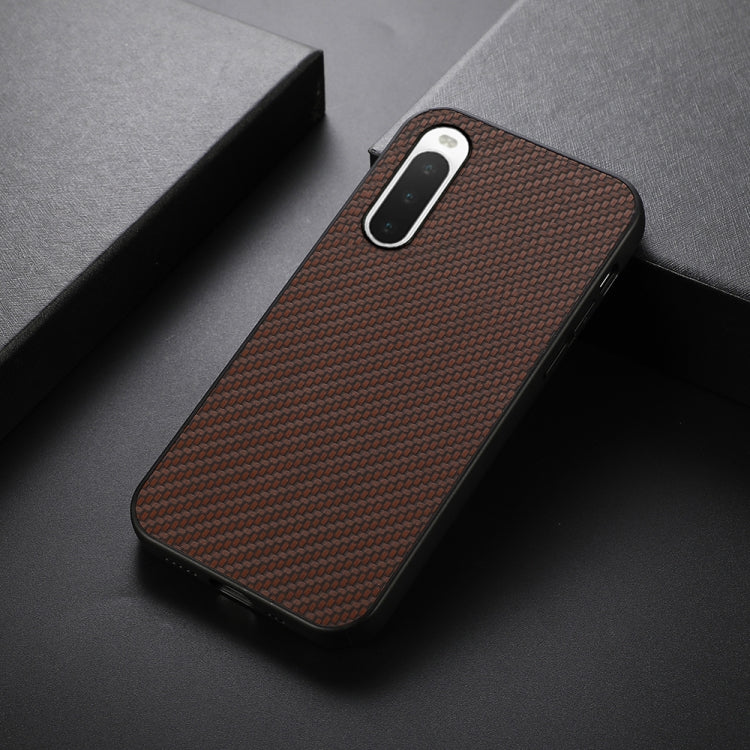 For Sony Xperia 10 V Carbon Fiber Texture PU Phone Case