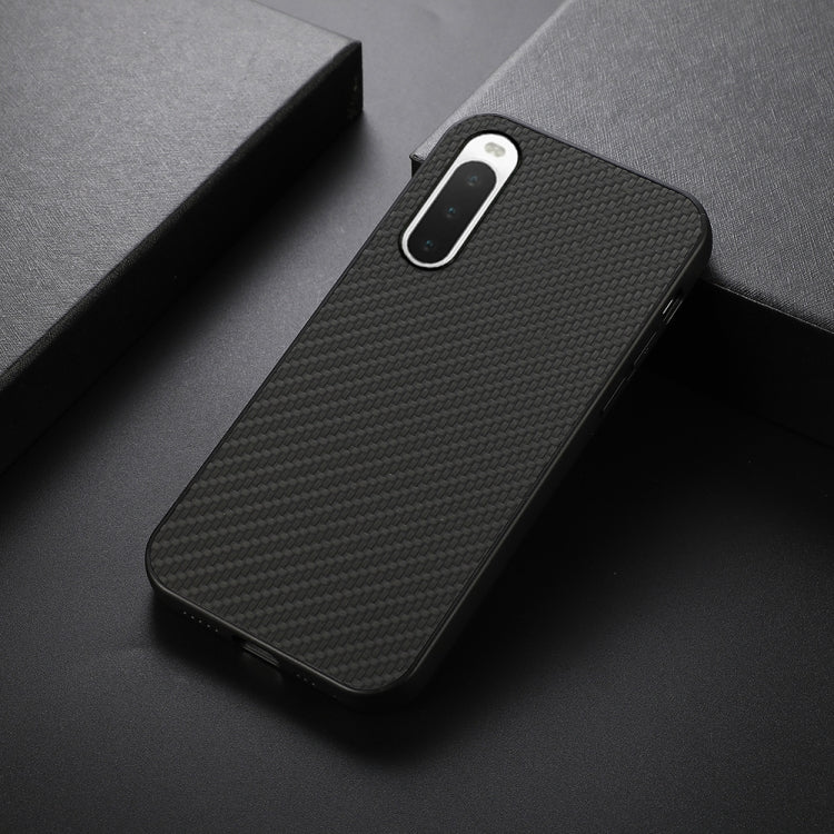 For Sony Xperia 10 V Carbon Fiber Texture PU Phone Case