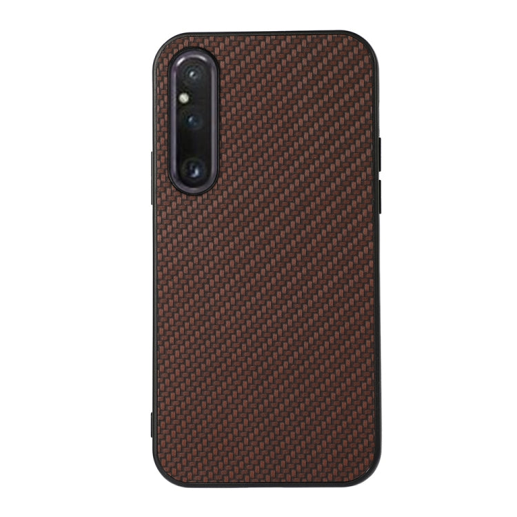 For Sony Xperia 1 V Carbon Fiber Texture PU Phone Case