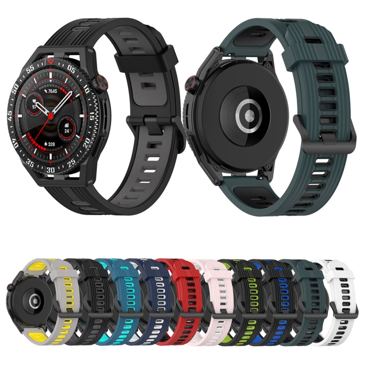 For Huawei Watch GT 3 SE 22mm Two-color Stripe Silicone Watch Band