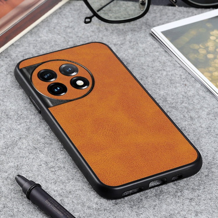 For OnePlus 11 5G Accurate Hole Two-color Calf Texture PU Phone Case