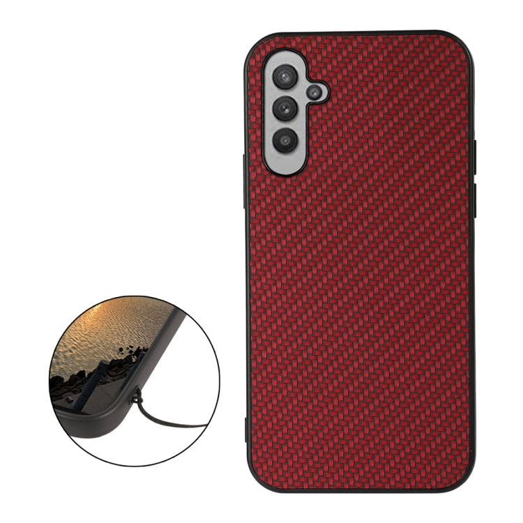 For Samsung Galaxy A24 Accurate Hole Carbon Fiber Texture PU Phone Case