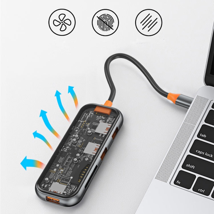 WiWU 5 in 1 Cyber Series Multi-function USB-C / Type-C Docking Station HUB(Space Grey)