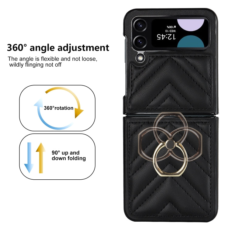 For Samsung Galaxy Z Flip4 V-shaped Folding Protective Phone Case with Rotating Ring