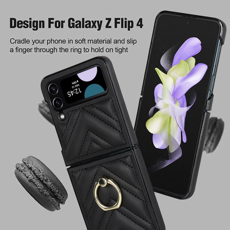 For Samsung Galaxy Z Flip4 V-shaped Folding Protective Phone Case with Rotating Ring