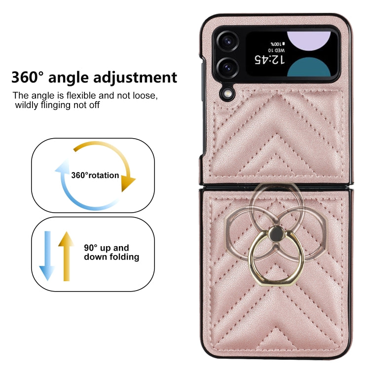 For Samsung Galaxy Z Flip4 V-shaped Folding Protective Phone Case with Rotating Ring