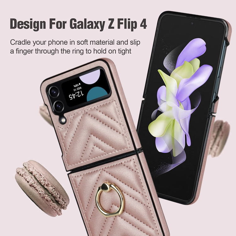 For Samsung Galaxy Z Flip4 V-shaped Folding Protective Phone Case with Rotating Ring