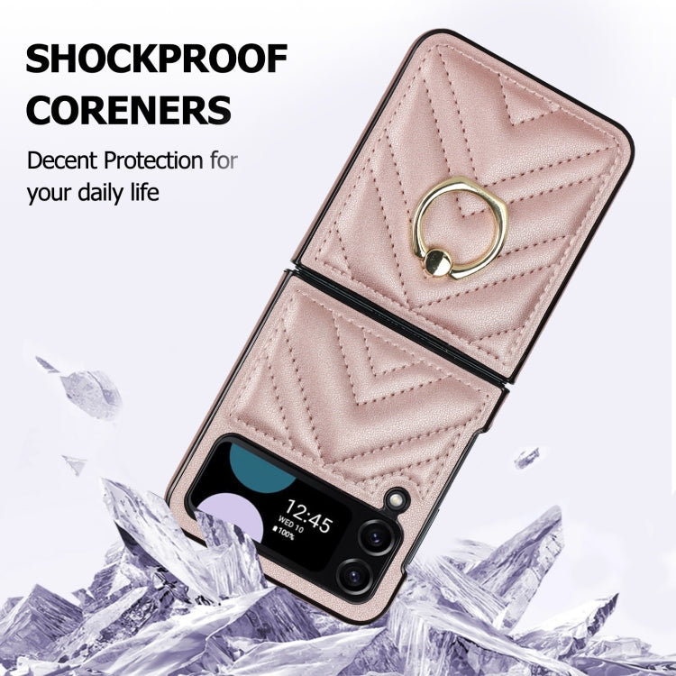 For Samsung Galaxy Z Flip4 V-shaped Folding Protective Phone Case with Rotating Ring
