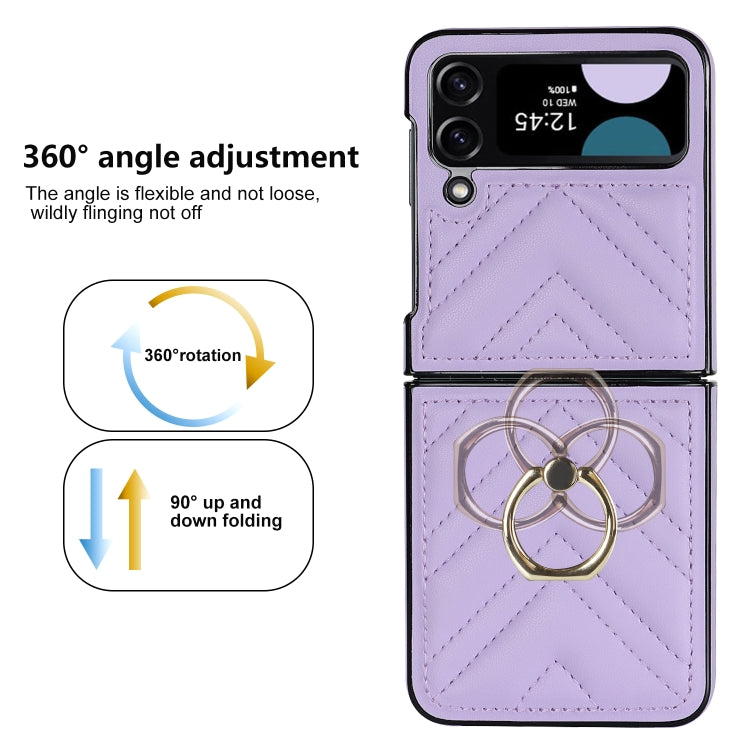 For Samsung Galaxy Z Flip4 V-shaped Folding Protective Phone Case with Rotating Ring