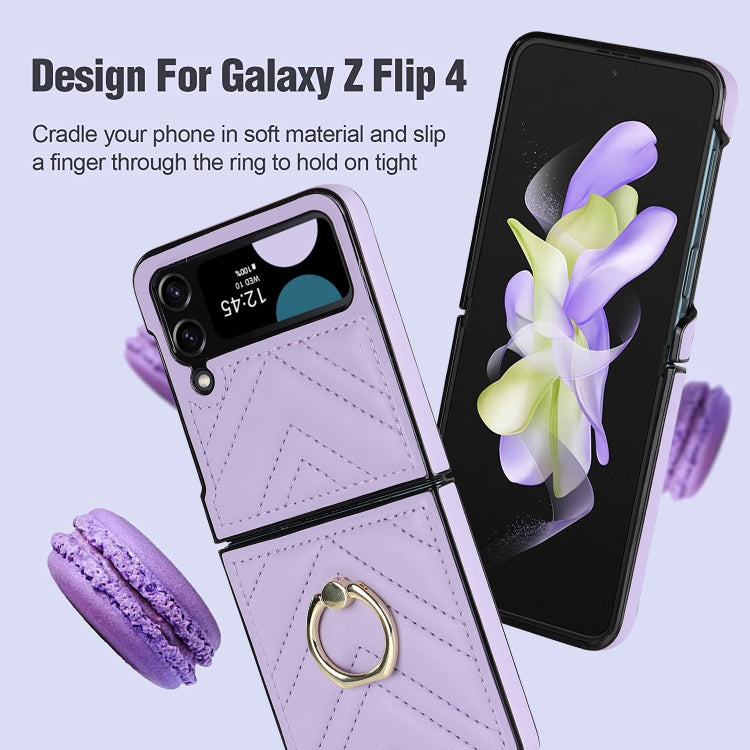 For Samsung Galaxy Z Flip4 V-shaped Folding Protective Phone Case with Rotating Ring