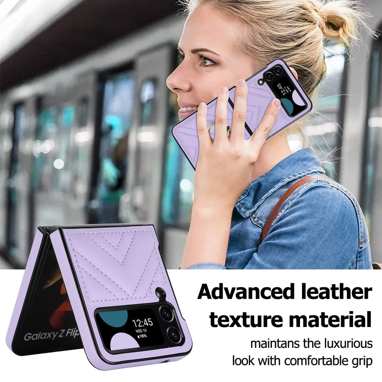 For Samsung Galaxy Z Flip4 V-shaped Folding Protective Phone Case with Rotating Ring