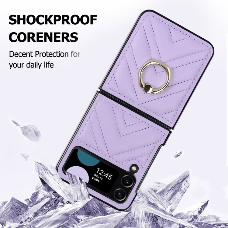 For Samsung Galaxy Z Flip4 V-shaped Folding Protective Phone Case with Rotating Ring