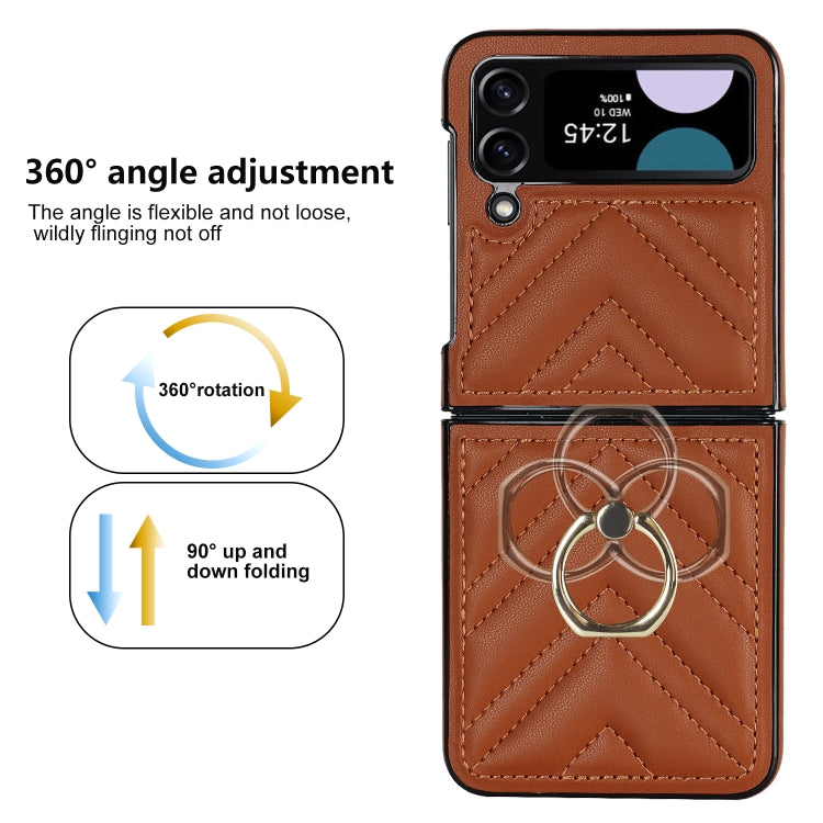 For Samsung Galaxy Z Flip4 V-shaped Folding Protective Phone Case with Rotating Ring
