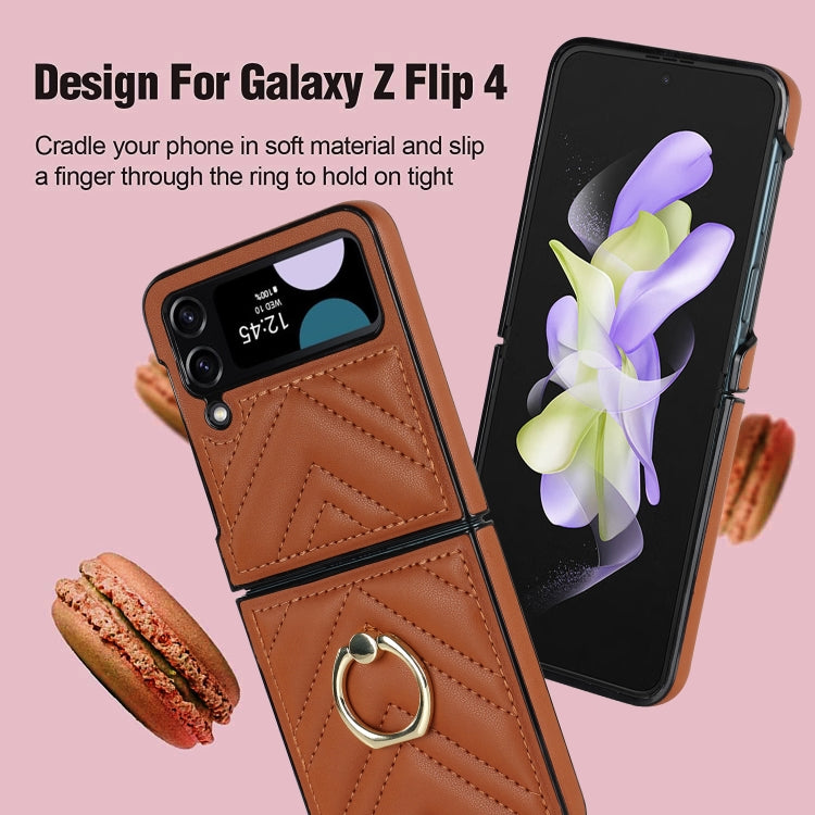 For Samsung Galaxy Z Flip4 V-shaped Folding Protective Phone Case with Rotating Ring