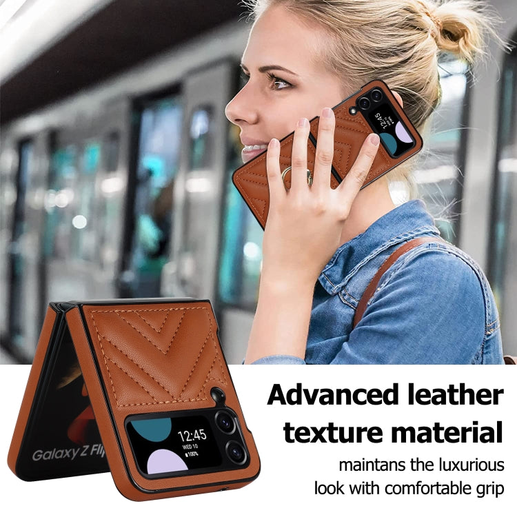 For Samsung Galaxy Z Flip4 V-shaped Folding Protective Phone Case with Rotating Ring
