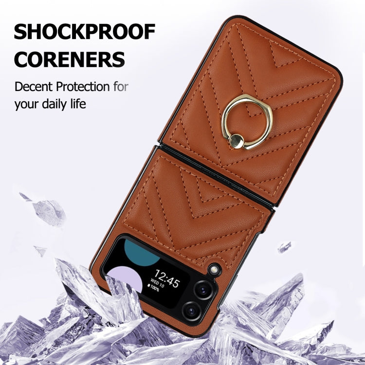 For Samsung Galaxy Z Flip4 V-shaped Folding Protective Phone Case with Rotating Ring