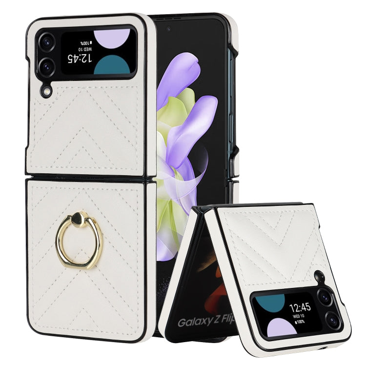 For Samsung Galaxy Z Flip4 V-shaped Folding Protective Phone Case with Rotating Ring