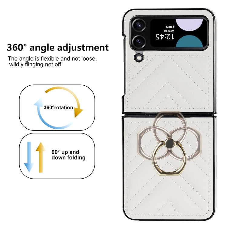 For Samsung Galaxy Z Flip4 V-shaped Folding Protective Phone Case with Rotating Ring