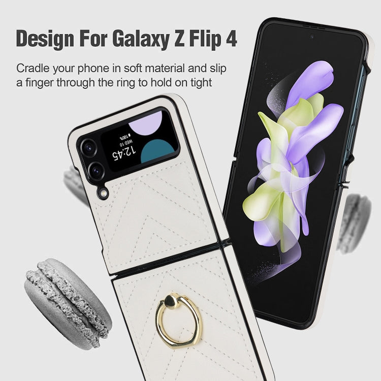 For Samsung Galaxy Z Flip4 V-shaped Folding Protective Phone Case with Rotating Ring