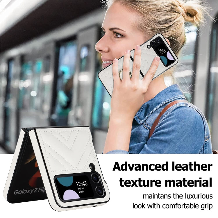 For Samsung Galaxy Z Flip4 V-shaped Folding Protective Phone Case with Rotating Ring