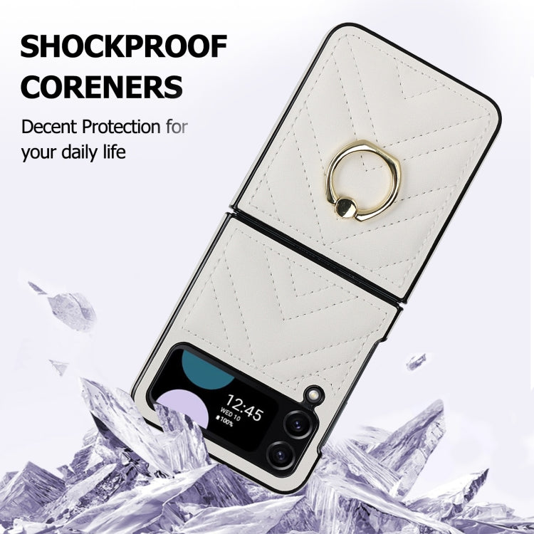 For Samsung Galaxy Z Flip4 V-shaped Folding Protective Phone Case with Rotating Ring
