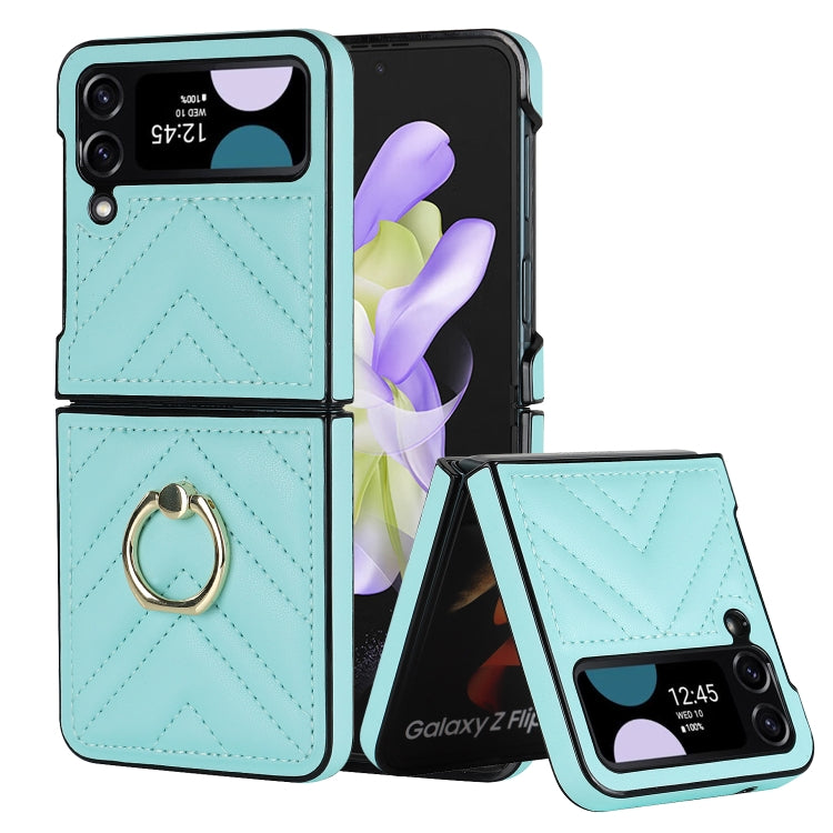 For Samsung Galaxy Z Flip4 V-shaped Folding Protective Phone Case with Rotating Ring