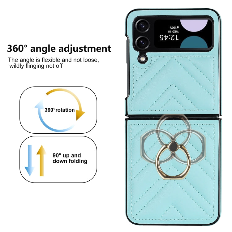 For Samsung Galaxy Z Flip4 V-shaped Folding Protective Phone Case with Rotating Ring