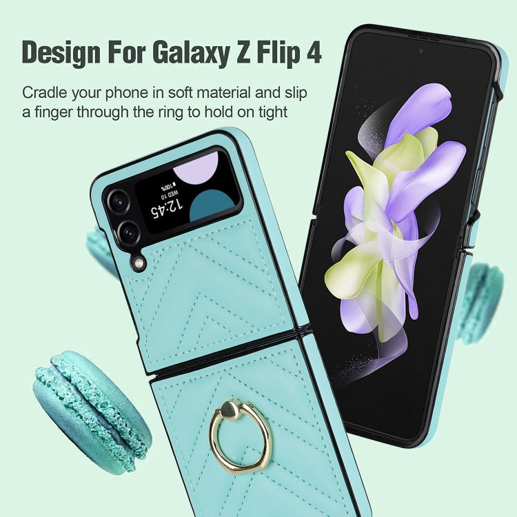 For Samsung Galaxy Z Flip4 V-shaped Folding Protective Phone Case with Rotating Ring