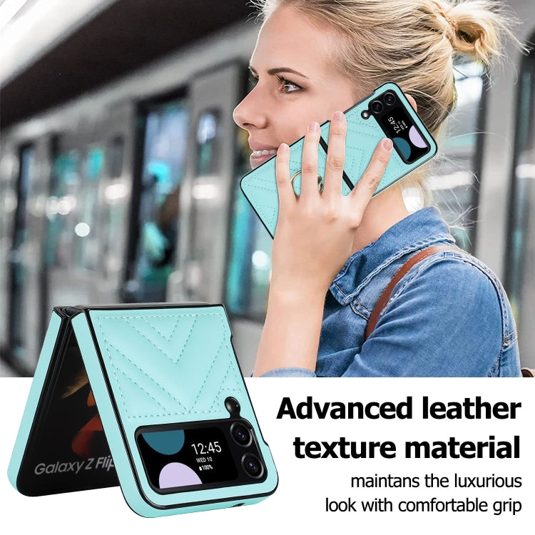 For Samsung Galaxy Z Flip4 V-shaped Folding Protective Phone Case with Rotating Ring