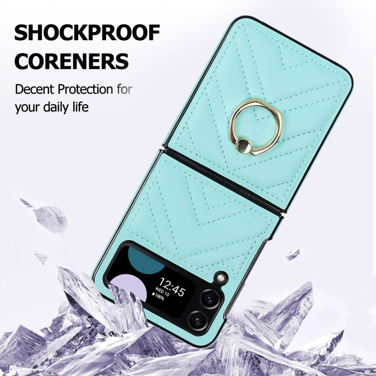 For Samsung Galaxy Z Flip4 V-shaped Folding Protective Phone Case with Rotating Ring