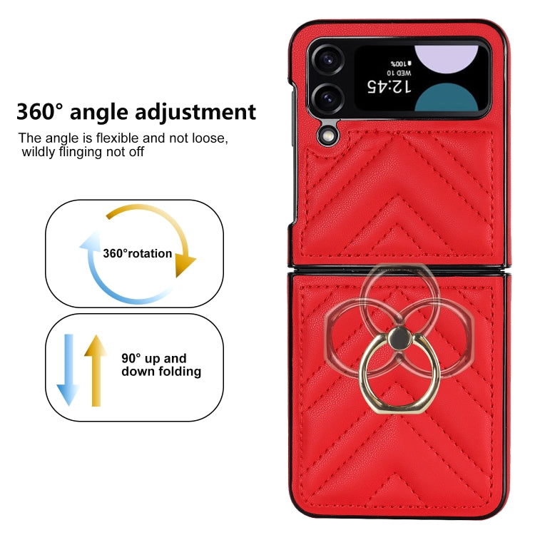 For Samsung Galaxy Z Flip4 V-shaped Folding Protective Phone Case with Rotating Ring