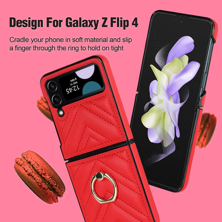 For Samsung Galaxy Z Flip4 V-shaped Folding Protective Phone Case with Rotating Ring